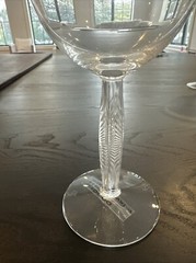 Diamond Diamant by LALIQUE Water Goblets Clear Frosted Feathered Stem 7.5″ New
