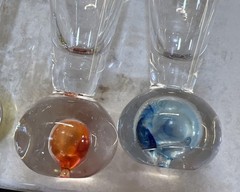 Set Of 5 Vtg MCM Circleware Bonfire Cordial Shot Liqueur Glasses Bubble Colorful