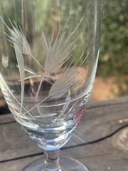 Vintage Etched Wheat Clear Glass MCM Crystal 4.75″ H Glasses Set-5 Cordial 4 oz