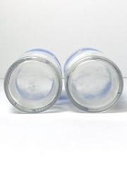 Vintage Swanky Swig Juice Glass Blue Apple Peach White Leaves Tumbler MCM Set 2