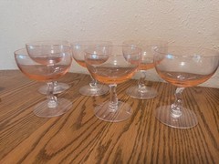 Vintage Set of 6 Fostoria Contour Pink Champagne Coupe Glasses