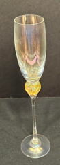 Vintage Signed Brioni Art Glass Iridescent Stem Champagne Wine Flute Goblet