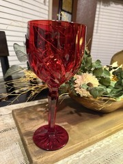 Set of 4 Waterford Marquis Crystal Brookside Red Water Goblets 8.5″H