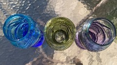 Andrew Iannazzi Art Glass Head Hunter Tiki Highball Glasses Mugs Handcrafted (3)