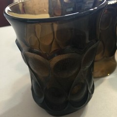 Vintage NORITAKE Spotlight Walnut Brown Water Glasses Tumblers 4 3/4″ high EUC