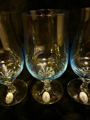 Four West Germany Light Blue Fine Crystal Vintage Cocktail Glasses With Sticker