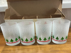 Vtg LE Smith Snowfall Holiday Double Old Fashioned Glasses (4) 14 oz Boxed 1970s