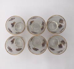 LIBBEY GOLD LEAF Set of 6 Frosted Highball Glasses MCM Vintage Barware Retro