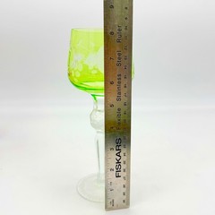 Ajka Marsala Emerald Green Cut to Clear Crystal Hock Wine Glass Roemer 8.25″