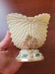 Nice Northwood Custard Glass Nautilus (Argonaut Shell) Hand Painted Sugar
