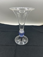Venetian Cenedese Murano Glass Blue gold Flute Champagne Glass