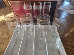 Set of 4 Paloma 24K Gold-trimmed Crystal Stemware Champagne Flutes 8.25″ x 1.75″