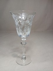 4 Tiffin-Franciscan 8″ Tall Stemmed Clear Glasses, Etched Cherokee Rose Design