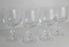 Bohemia Fine Crystal Wine Glasses Set of 4 Czech Cascade Water Goblets Ball Stem