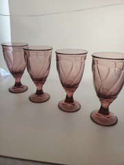 Vintage Noritake Sweet Swirl Amethyst Goblet●Iced Tea Glasses 7.25in●4 Piece Set
