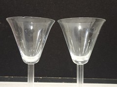SET OF 2- RARE Libbey Monticello WATER GLASSES Stem 5700 Round Ribbed USA READ