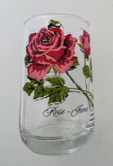 Brockway Flower of the Month Glass Tumbler Red Pink Rose June 12 Fluid Ounces