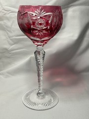 Ajka Marsala Gold Ruby Cut to Clear Crystal Liquor Cocktail Stemmed Wine