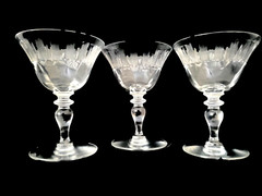 HAWKES CRYSTAL SHERATON BORDER set of 3 Champagne Coops STEM #6030