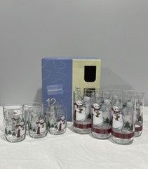 Pfaltzgraff Snowbear 12 Piece Holiday Glassware Set – 6 Juice 6 Coolers Glasses