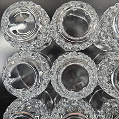9) Cristal D’Arques Longchamp Clear 3.75″ Double Old Fashioned Set Rocks Bar Lot