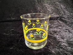 Set of 7 (4Tall/3Short) Libbey Flared Glassware w/Yellow Flowers