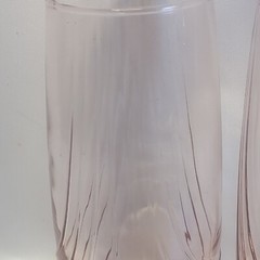 Set 2Libbey Glass PINK Drape Swag Design Flat Iced Tea Tumblers 6 1/8″ RARE