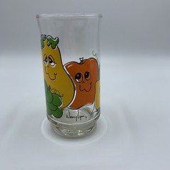 Vintage 1970s Nancy Lynn Juice Glass Anthropomorphic Smiling Fruit Retro 5.5”