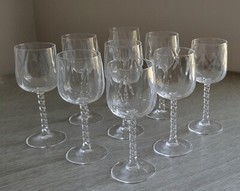 Vintage Wine Glasses Twisted Stem With Tulip Bowl 6″×2″ Set 9