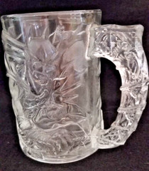 1995 DC COMICS McDonalds BATMAN FOREVER 3D Art Pressed Glass MUG CUP Vintage