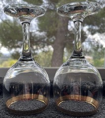 Vintage Crystal Gold Rim Pasabahce Circle Classique Wine Water Goblet Glasses(3)