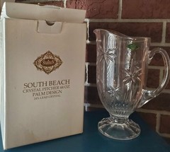 Shannon Godinger 44 oz Lead Crystal Pitcher South Beach Palm Design