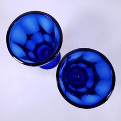 Vintage ANCHOR HOCKING Fountainware Cobalt Blue Dessert Parfait GLASS SET
