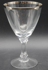 Fostoria Wedding Ring Platinum Rim Crystal Water Goblet 6.25″ Multiple Available