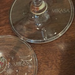 2 Mikasa Crystal Cheers Champagne Flutes Gray Cut Designs 1 Polka Dot 1 Striped