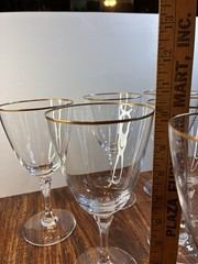 Lenox Crystal 9 Mansfield 7″ Gold Rim Water Goblets Glasses 1965-86 NEW COND