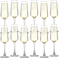 7.5 Oz Champagne Flutes Set of 12, Long Stemmed Crystal Clear Champagne Flute Gl