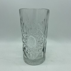 Libby USA Hobstar Tall 16 oz Highball Clear Pressed Glass Star of David Tumbler