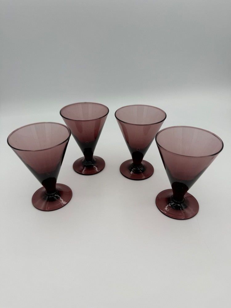 Bryce Wilmington Glass Amethyst Conical Glasses set of 4