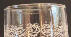 Vintage Indiana Glass Flat Tumbler Recollection White Decal 16, 12, and 10 ounce