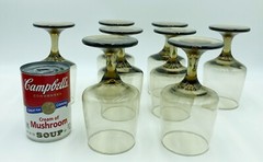 Vtg Libbey Tawny Accent Tapered Pedestal Water Wine Goblets Set of 4