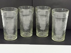 Kerr Tree Bark Drinking Glasses Set of 4 Clear Textured Tumblers Vintage