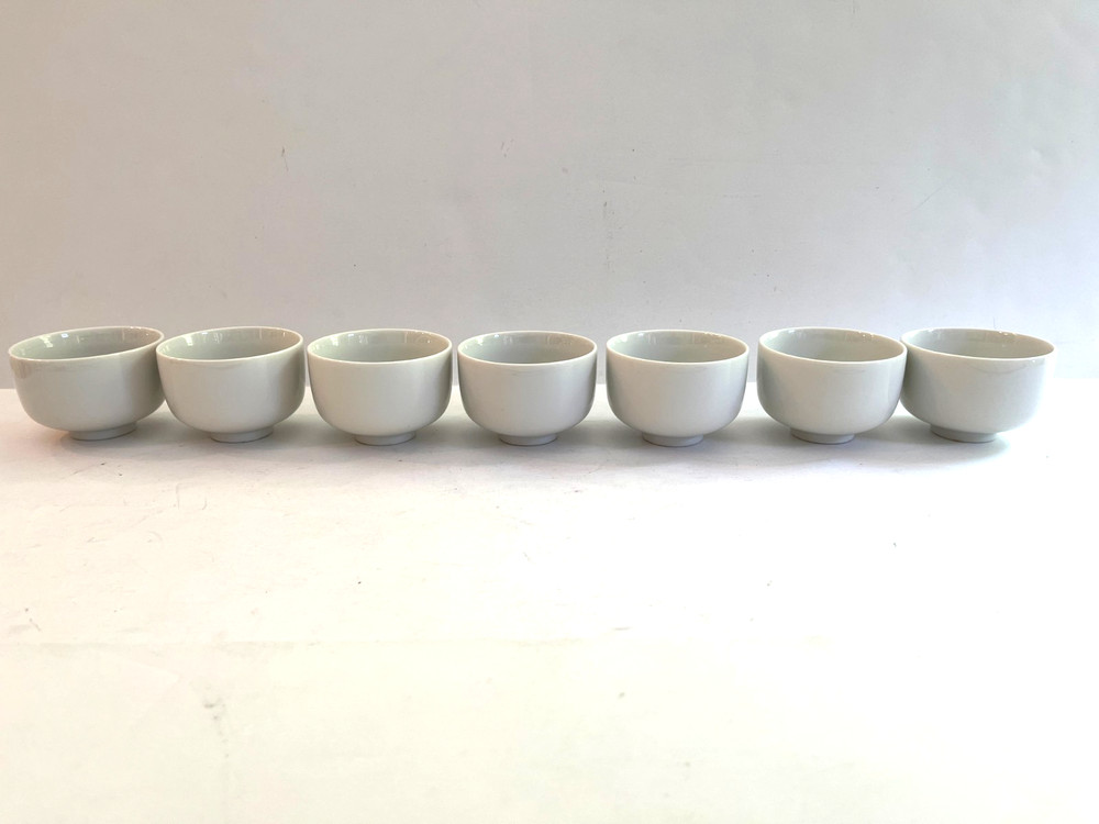 Lot of 7 Solid White Porcelain 4 oz Sake Cups