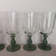 (6) Vintage Isabelle Green Iced Tea Goblets Glasses VILLEROY & BOCH Jade Stamped