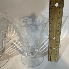 Set of 4 Vintage 8oz Etched Crystal Footed Water Goblets Iced Tea