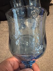4 Savannah Blue Anchor Hocking XL water goblet floral pattern glassware retro