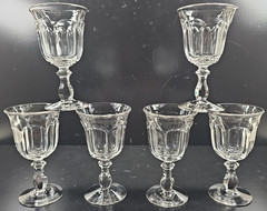 6 Imperial Glass Old Williamsburg Clear Water Goblets Vintage Stemware Retro Lot