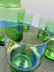MCM Green Cocktail Pitcher Set Mid Century Modern With Four Glasses Italy?