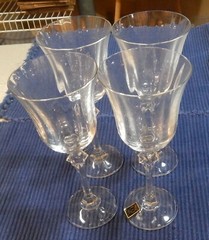 FOUR 4 7 1/2″ Crystal Goblets Oneida Fedora West Germany