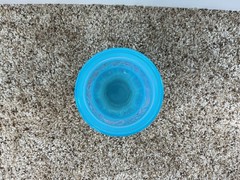 Vintage 1960s Wheaton Bullseye Opalescent Blue 6.75″ Glass Tumbler
